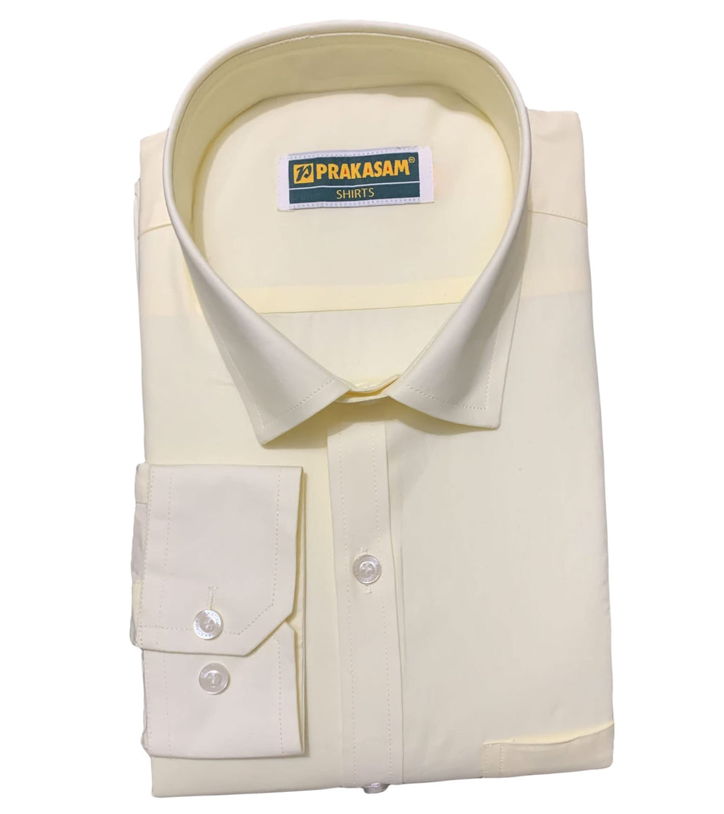 Prakasam Cotton Mens Cotton Wedding Set- A Pure Cotton Full Sleeve Cream Shirt + A Pure Cotton 8 Yard Dhoti (1.28X3.70 Mtrs) + S