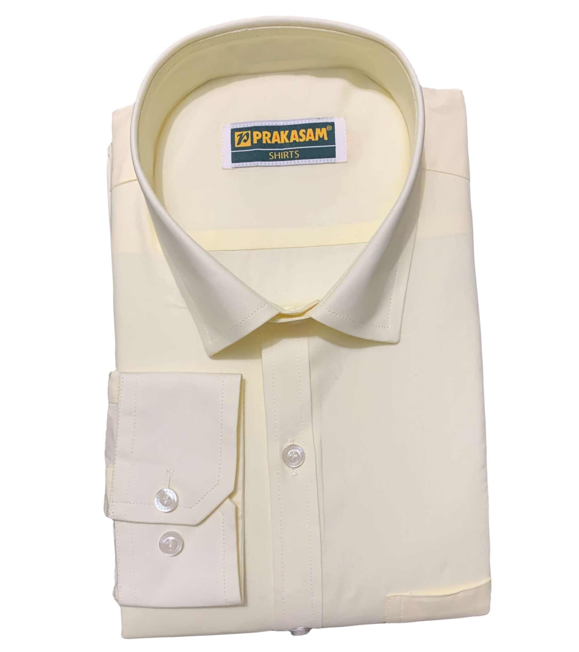Prakasam Cotton Mens Cotton Wedding Set- A Pure Cotton Full Sleeve Cream Shirt + A Pure Cotton 8 Yard Dhoti (1.28X3.70 Mtrs) + S
