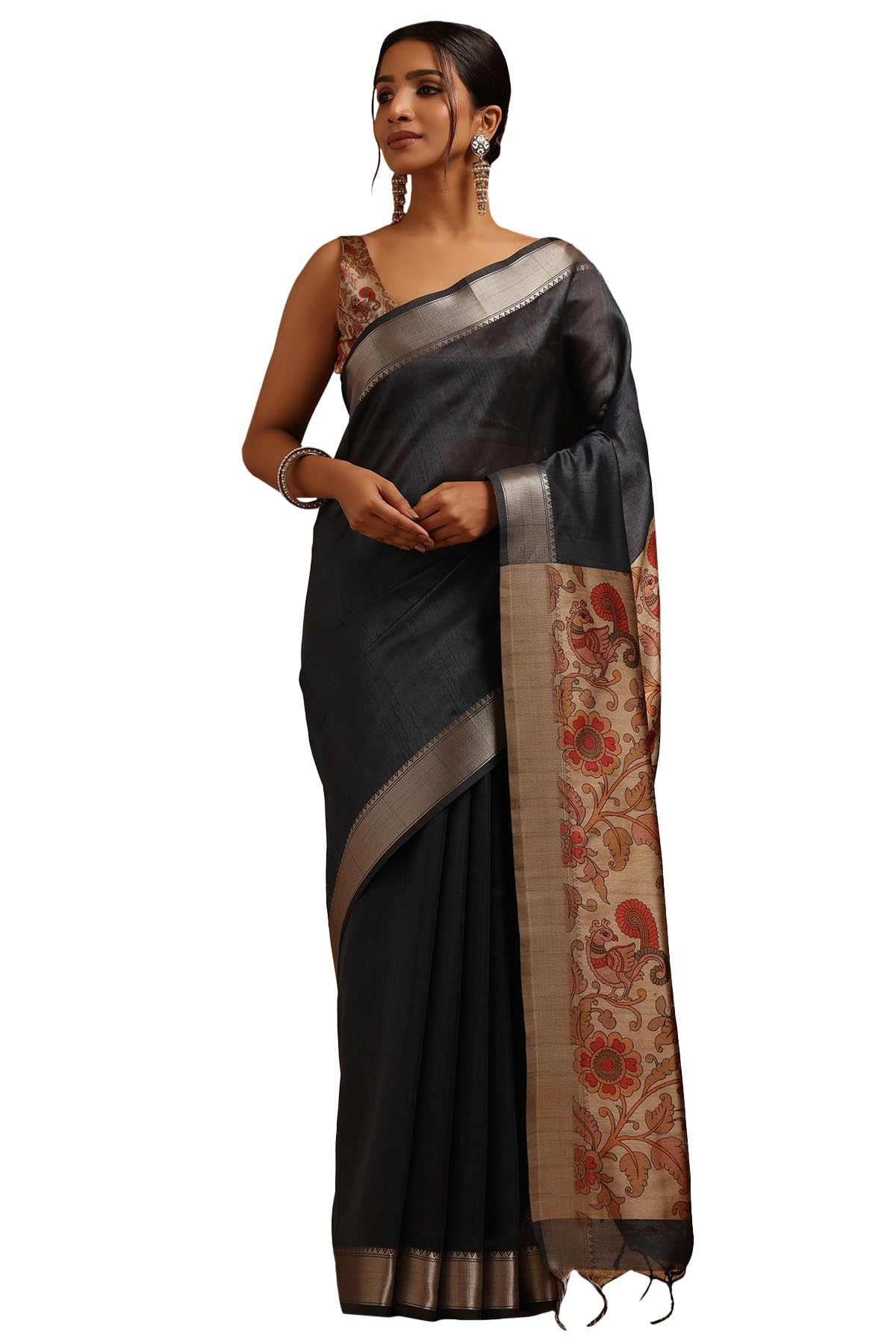 Soch Women Tussar Kalamkari Print Saree