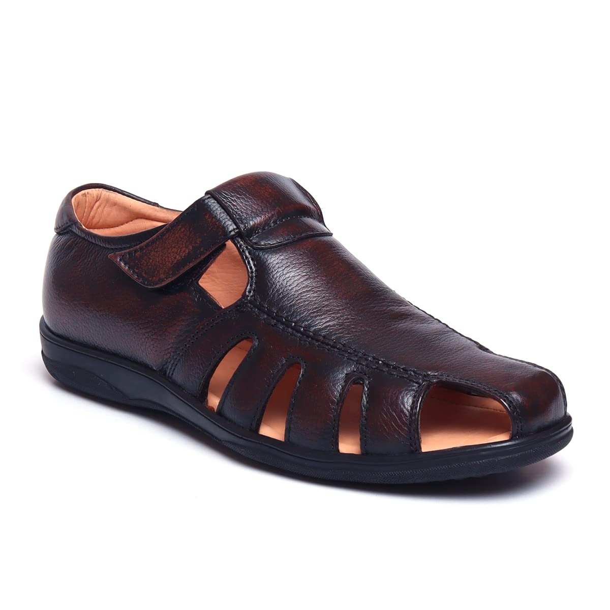 Zoom Shoes Real Leather Formal Sandals for Mens Brown, 6 UK 6