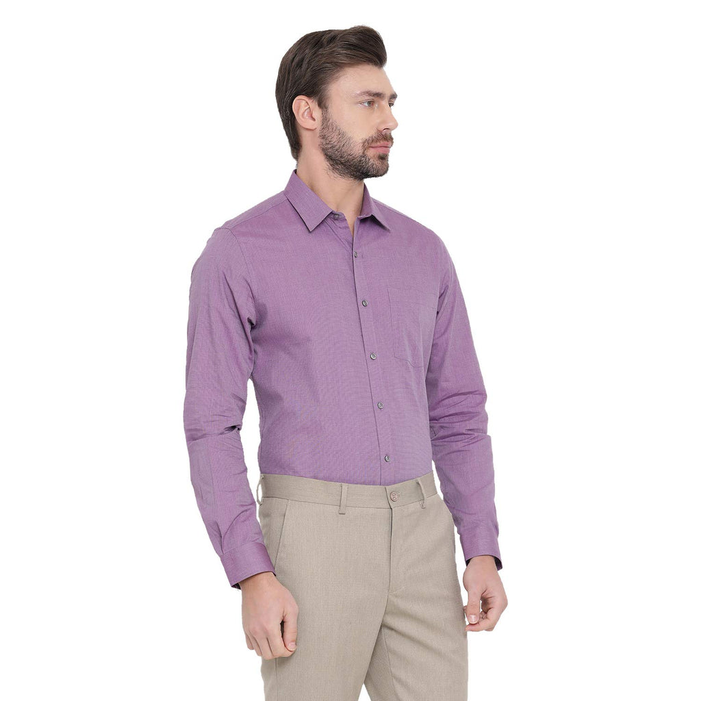 Turtle Men Cotton Slim Fit Formal Shirts Purple