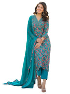 ANNI DESIGNER Womens Rayon Blend Printed Straight Kurta with Pant & Dupatta (Shaniya Green-NJW_M_Green_Medium)