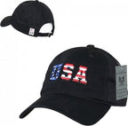 Relaxed Graphic Cap, US Flag Letters,Black