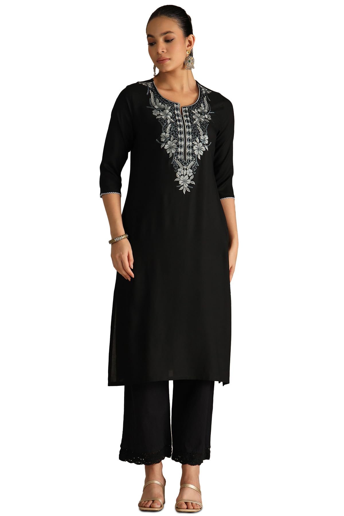 Soch Women Rayon Floral Print Kurta with Thread Work