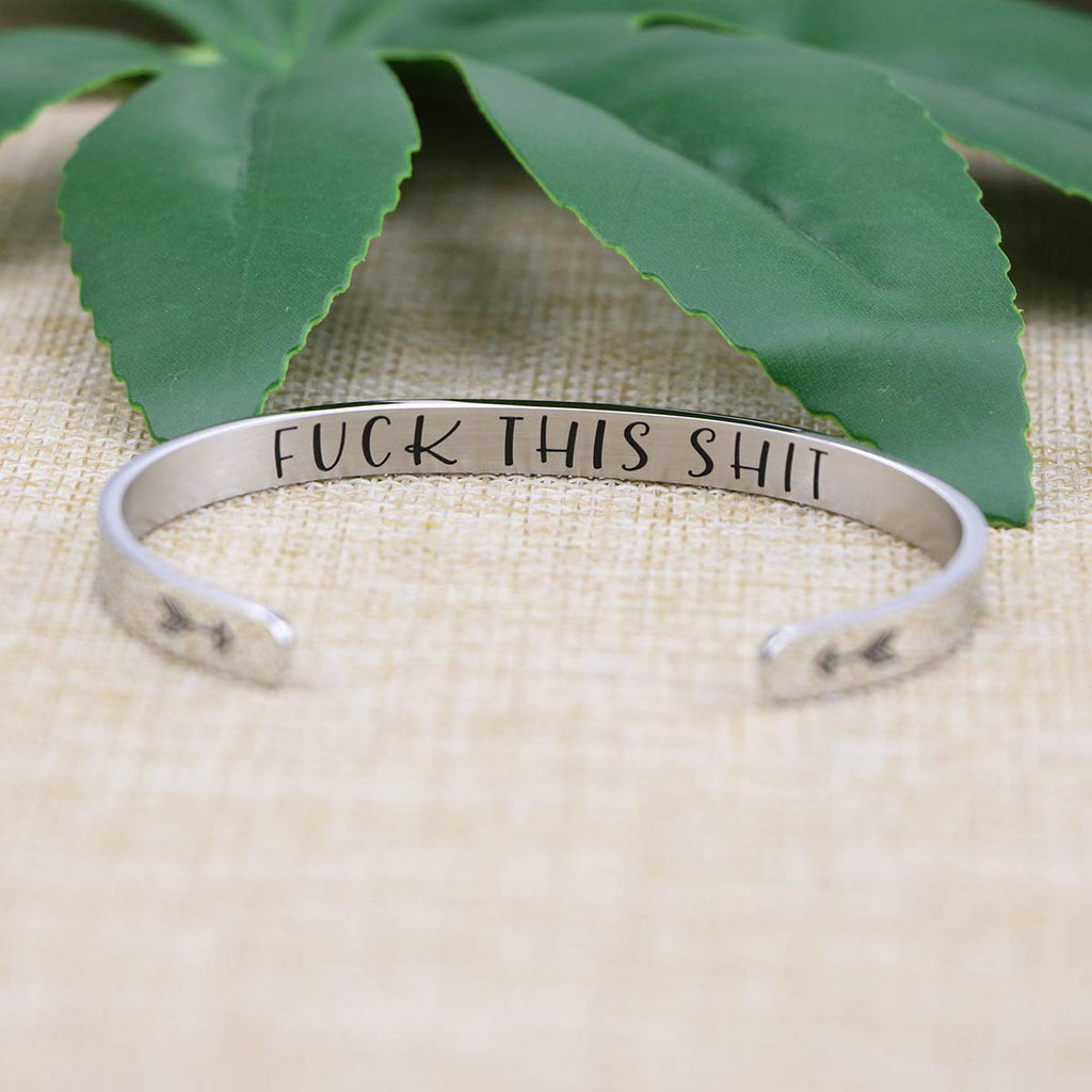 JoycuFF Bracelets for Women Funny Inspirational Jewelry Engraved Mantra Cuff Bangle Personalized Birthday Christmas Gift for Her