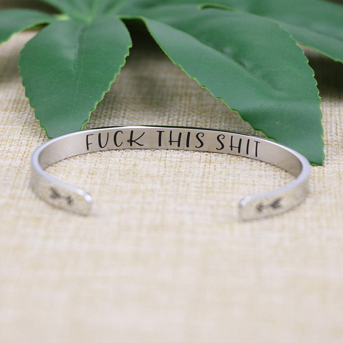 JoycuFF Bracelets for Women Funny Inspirational Jewelry Engraved Mantra Cuff Bangle Personalized Birthday Christmas Gift for Her