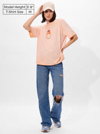 The Souled Store Hot Girl Fizz Women and Girls Short Sleeve Round Neck Black Graphic Printed Cotton Oversized T-Shirts