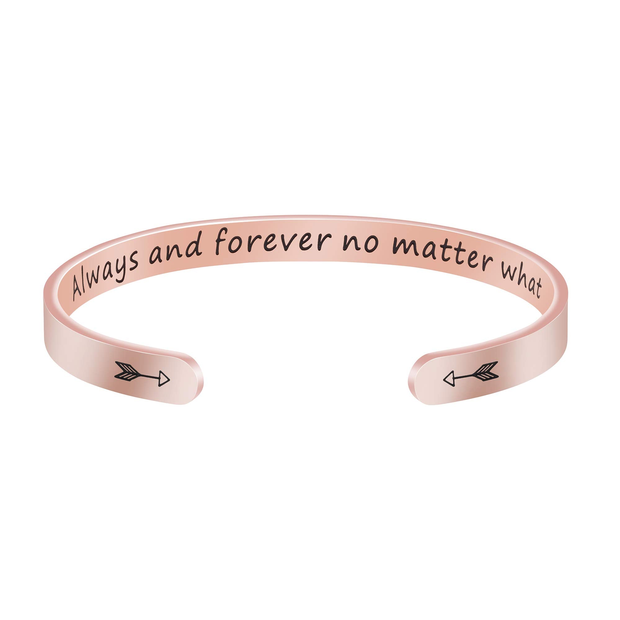 JoycuFF Inspiraitonal Gifts for Women Long Distance Christmas Gift Jewelry Bracelet Silver Stainless Steel Rose Gold Jewelry Eng