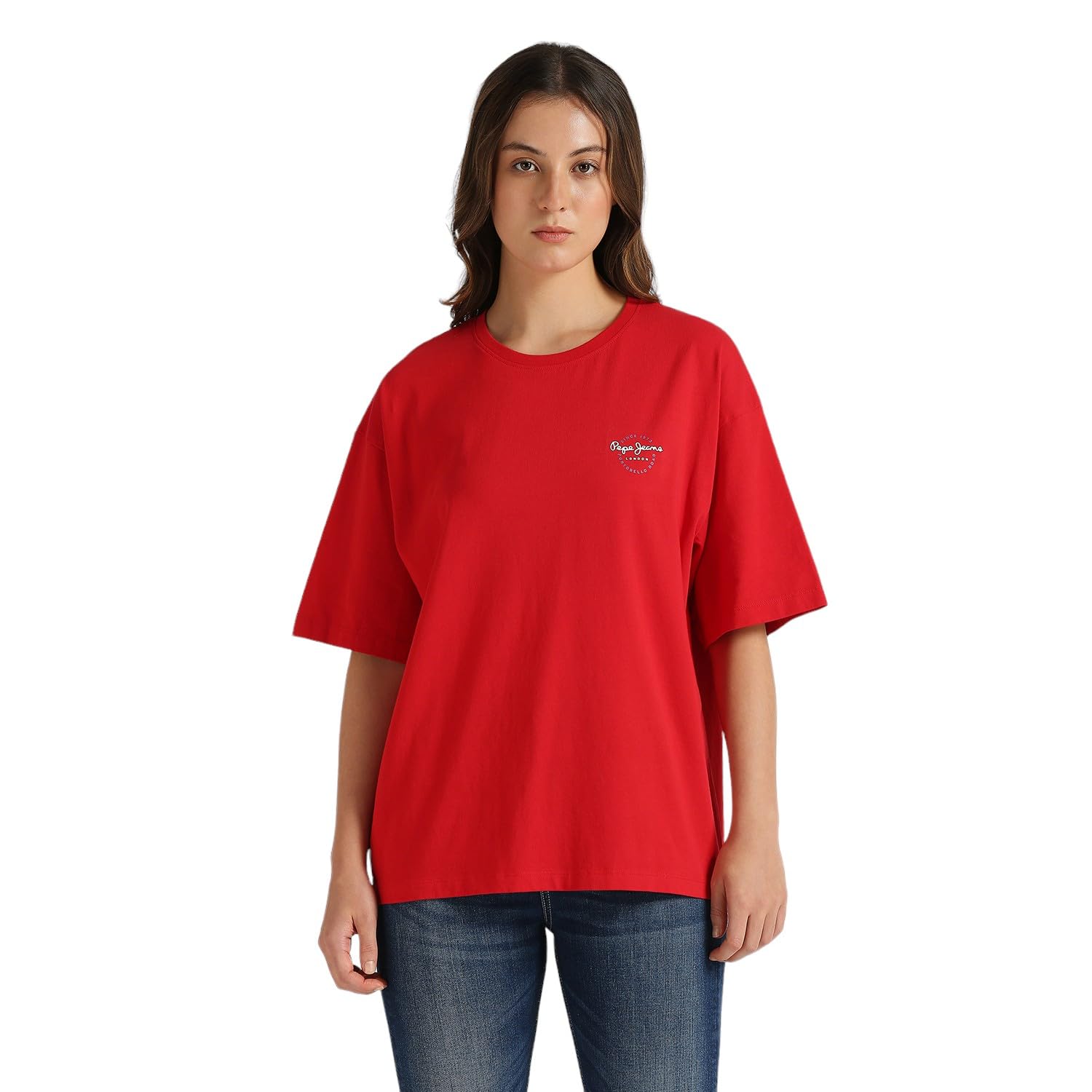 Pepe Jeans WomenS Oversized Fit T-Shirt (Pl506087_Hot Red