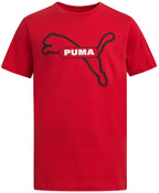 PUMA Boys' T-Shirt - Cat Logo T-Shirt for Boys - Athletic Crewneck Short Sleeve Tee (S-XL), Size Small, Red/Black