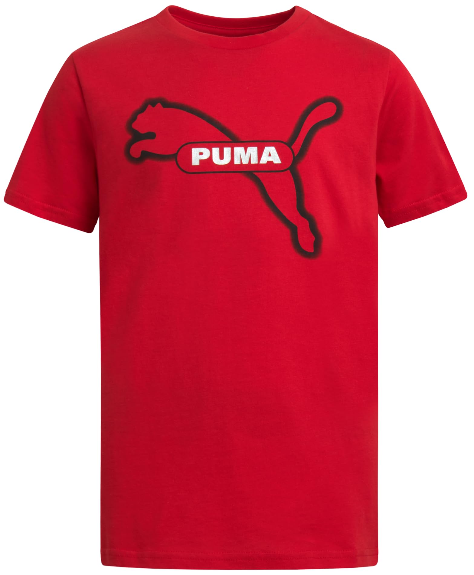 PUMA Boys' T-Shirt - Cat Logo T-Shirt for Boys - Athletic Crewneck Short Sleeve Tee (S-XL), Size Small, Red/Black