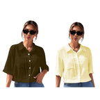 Toplot Shirt For Women || V-Collar Solid Crop For Woman || Half Sleeves For Women || Oversized Shirt For Woman (V-Crop-Shirt-518