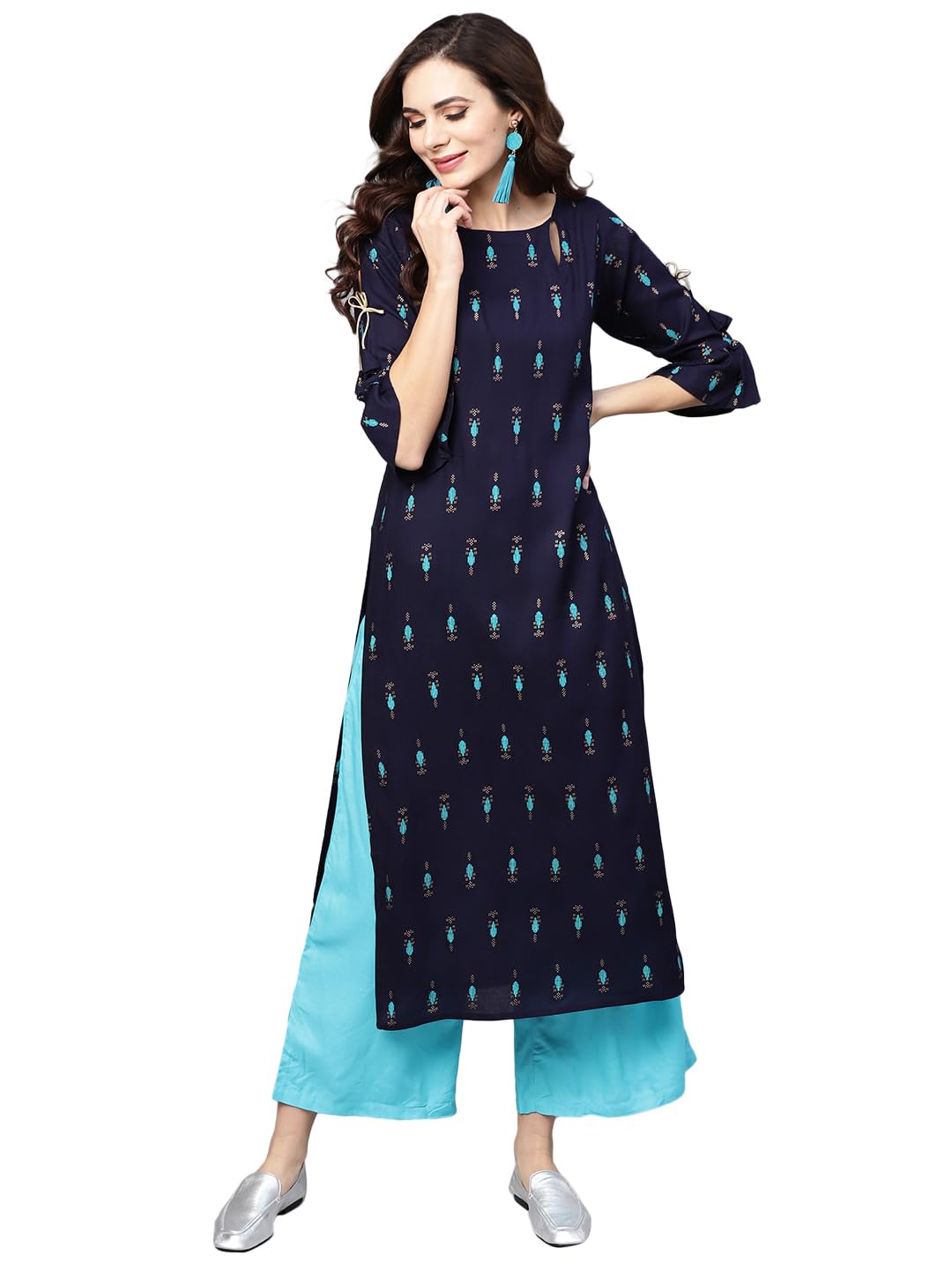 Libas WomenS Rayon Regular Kurta (8072Mj_Blue