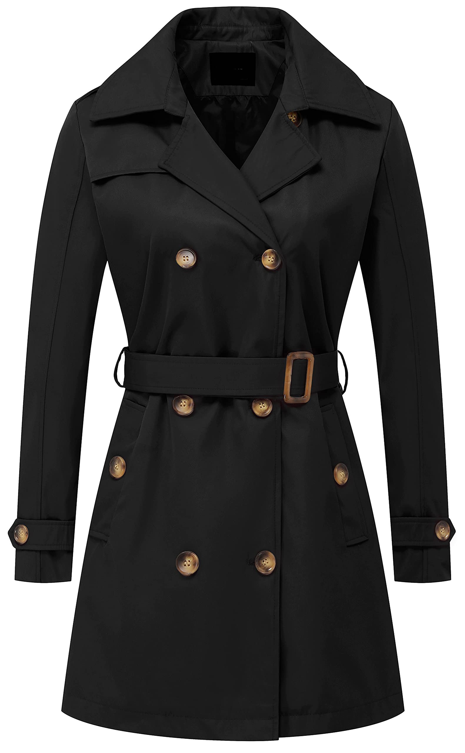 Chrisuno Women's Classic Oversized Hooded Windbreaker Rain Jacket Loose Coat Trench Coat Plus Size Black XL