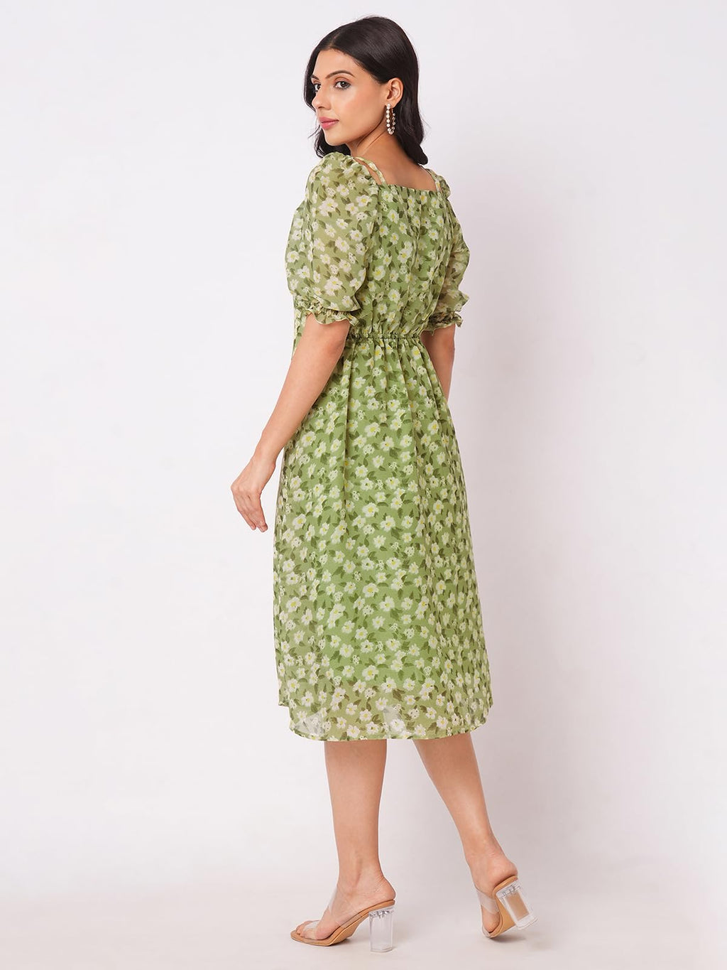 Selvia Western Dress For Women|Georgette Dress For Women|A-Line Dress|Floral Printed Dress For Women|One Piece Dress For Women (