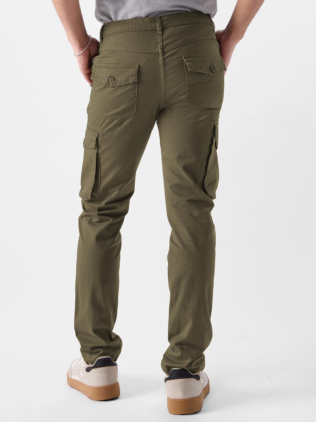 The Souled Store Solids: Light Olive Mens and Boys Cotton and Elastane Brown Color Men Cargo Pants Men Joggers Trousers Bottoms