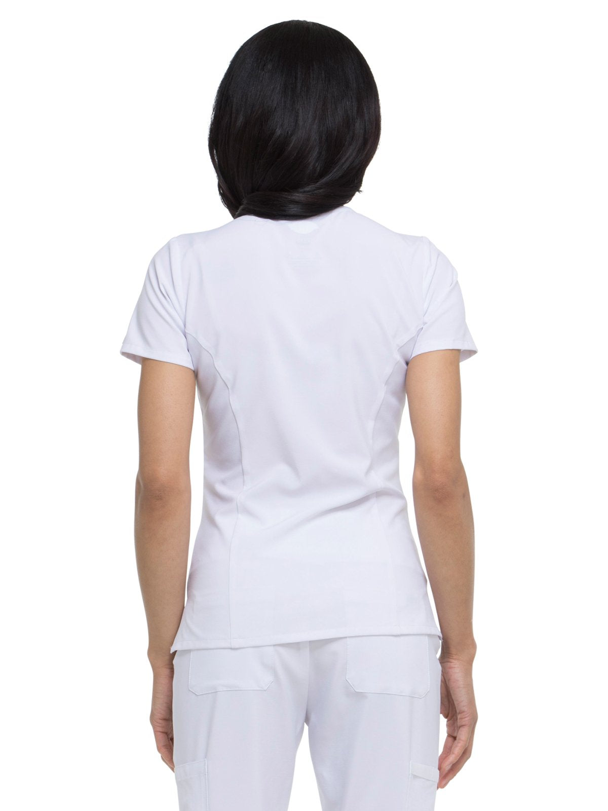 Dickies EDS Essentials Scrubs, V-Neck Womens Tops with Four-Way Stretch and Moisture Wicking Plus Size DK615, 3XL, White