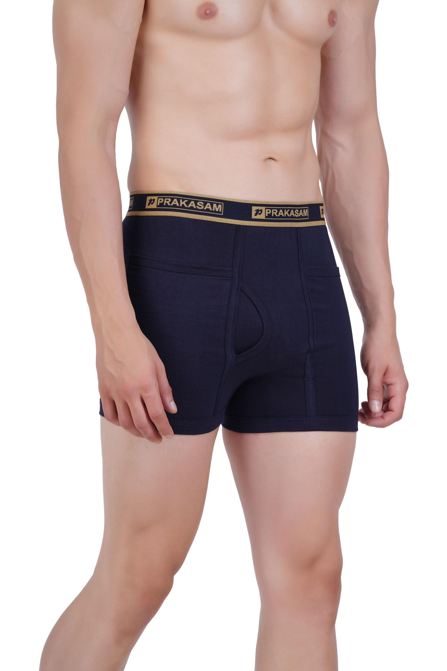 PRAKASAM COTTON -Marlow Mens 100% Pure Combed Cotton Outer Elastic Pocket Trunks (Pack of 2)
