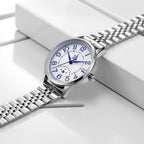SHENGKE SK Business Classic Women Watch with Calendar Genuine Leather Stainless Steel Band Elegant Ladies Watch (Arabic-Steel)