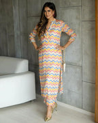 Yashika Women Kurta Set: Sizzle With Ethnic Flair! Make Heads Turn With Our Vibrant Cotton Blend Printed Kurti Pant Sets!