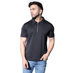 Leriya Fashion MenS T-Shirt | Cotton & Polyester Solid Varsity Inspired Regular Fit T-Shirt For Boys | Polo-Neck With Zip | Per