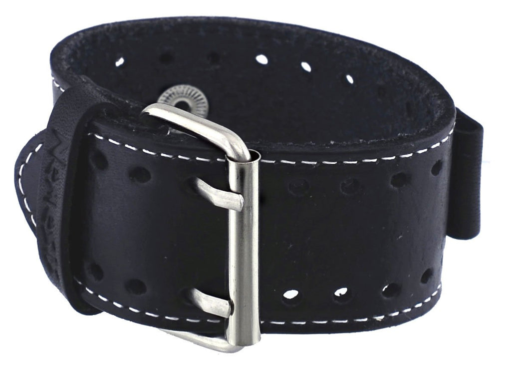 Nemesis STH-K 22mm Lug Width Black Wide Leather Cuff Wrist Watch Band
