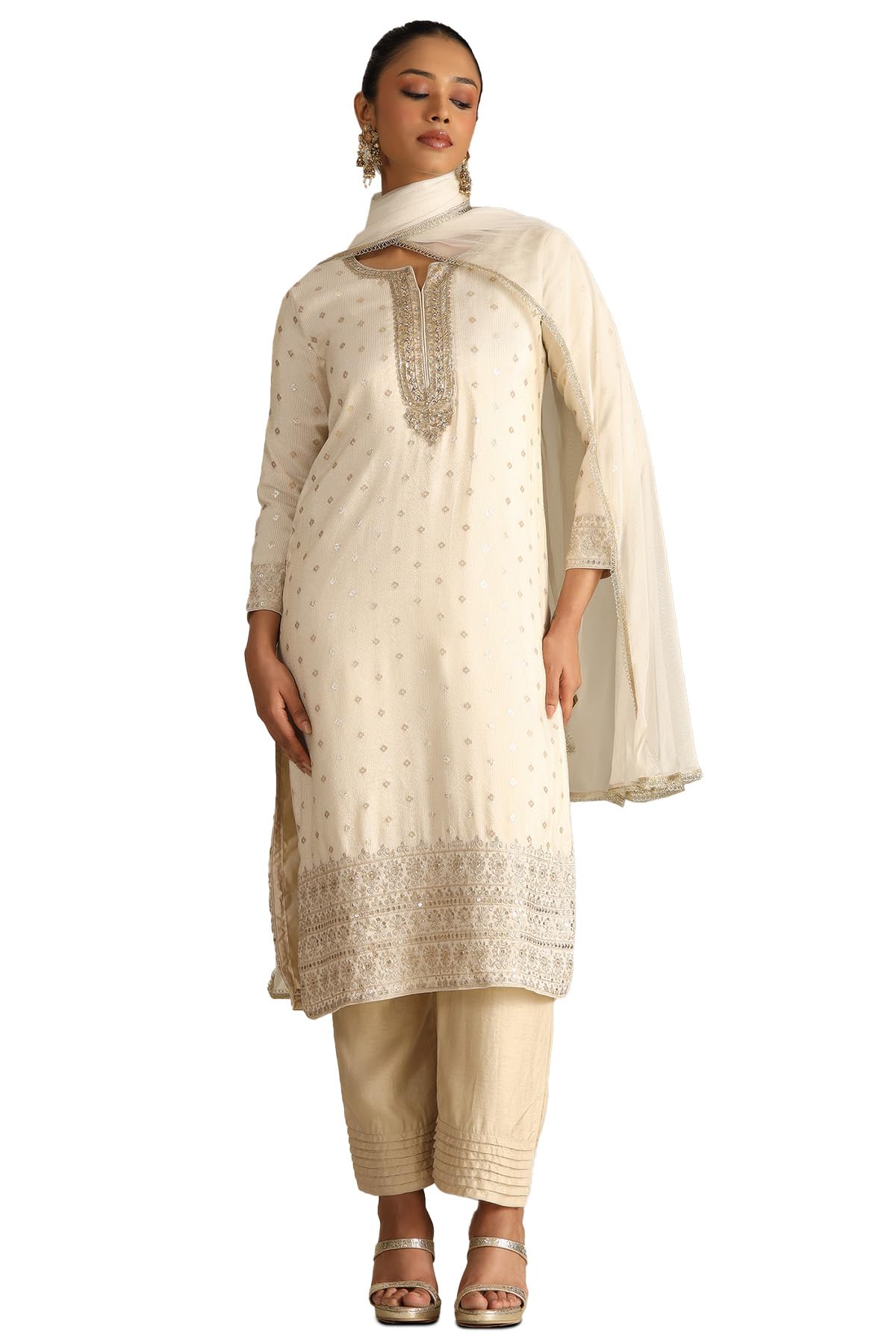 Soch Women Tissue Zari Woven Suit Set with Zardozi