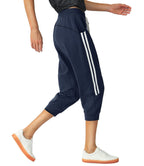 SPECIALMAGIC Capri Sweatpants for Women Casual Capri Pants Capri Joggers Sports Pants Cropped Joggers with Pockets Black+Navy M