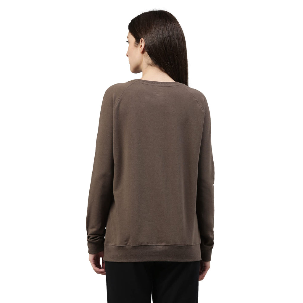 Enamor E079 Crew Neck Stretch Cotton Basic Sweatshirt for Women with Long Sleeves