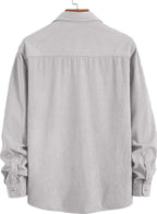 Deelmo MenS Full Sleeve Corduroy Shirt | Stylish Textured Casual Button-Down Shacket For Autumn Winter | Dual Pocket Front Desig