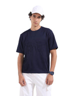 The Indian Garage Co Mens Textured Half Sleeves Boxy Crew Neck T-Shirt
