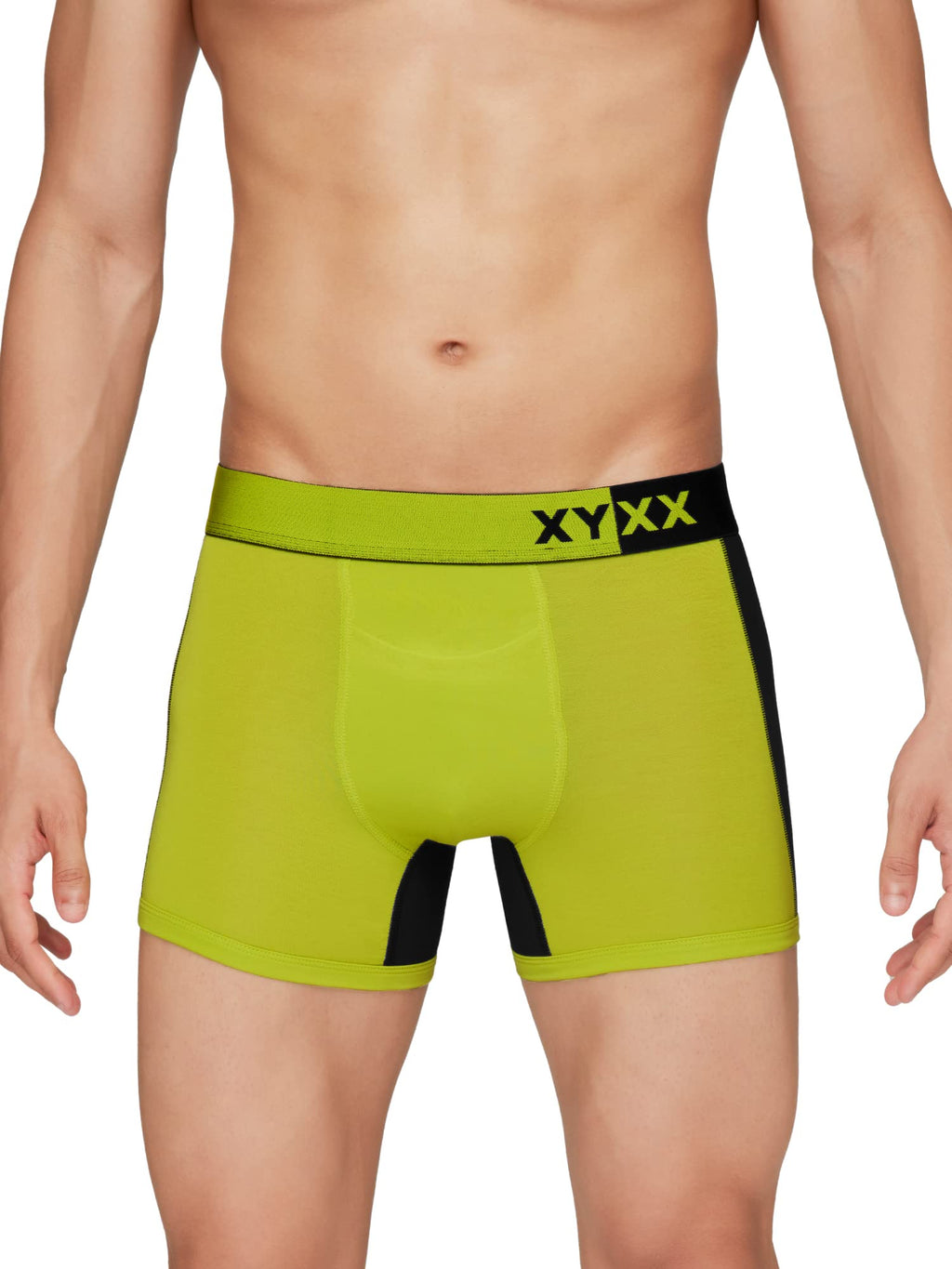XYXX Mens Underwear Dualist IntelliSoft Antimicrobial Micro Modal Trunk Pack of 3 (Navigate & Black Iris ; Lime Punch & Black ;