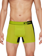 XYXX Mens Underwear Dualist IntelliSoft Antimicrobial Micro Modal Trunk Pack of 3 (Navigate & Black Iris ; Lime Punch & Black ;