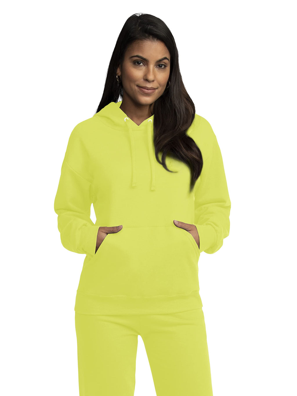 Fruit of the Loom Eversoft Fleece Hoodies, Moisture Wicking & Breathable, Hooded Sweatshirt, Safety Green Pullover, Medium