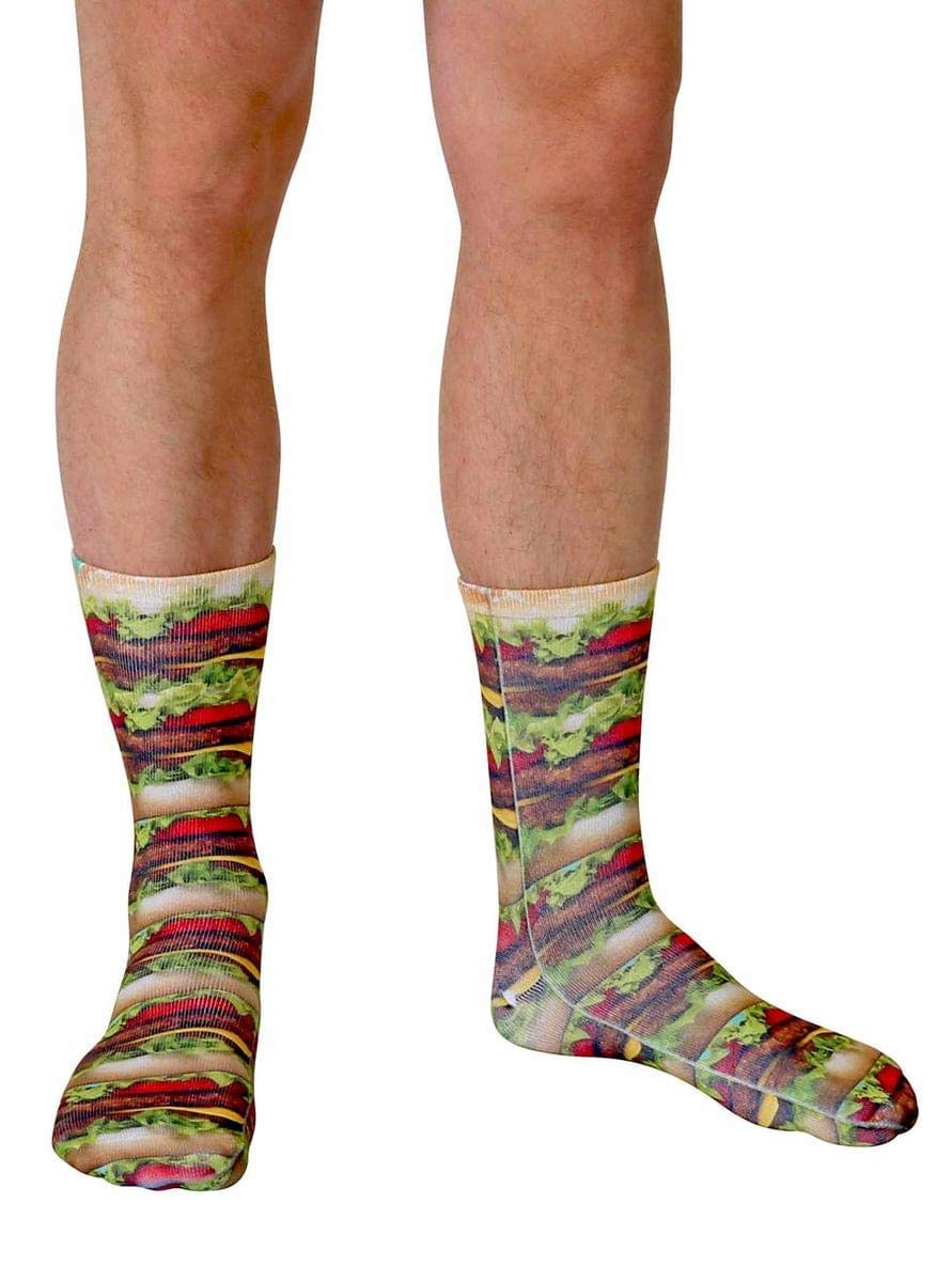 Toynk Stacked Hamburgers Photo Print Knee High Socks