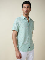 Thomas Scott Mens | Self Designed | Embroidered | Long Sleeve | Plus Size | 100% Cotton | Casual | Shirts for Men(TS1693_Green)