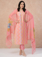 ANNI DESIGNER Women s Kurta with Trousers and Dupatta, Pink, S