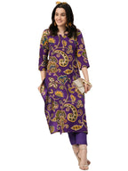 ANNI DESIGNER Womens Cotton Blend Regular Fit Straight Printed Kurta with Pant (Tinka Begani_L_Blue_Large)