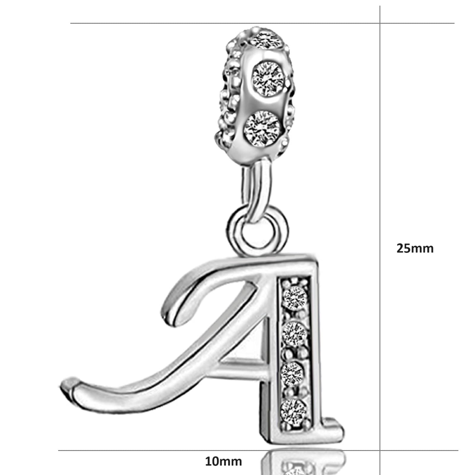 JMQJewelry Graduation 2024 Initial Letter A Fits Pandora Bracelets Birthstone White Dangle Alphabet Charms for Bracelets Women M