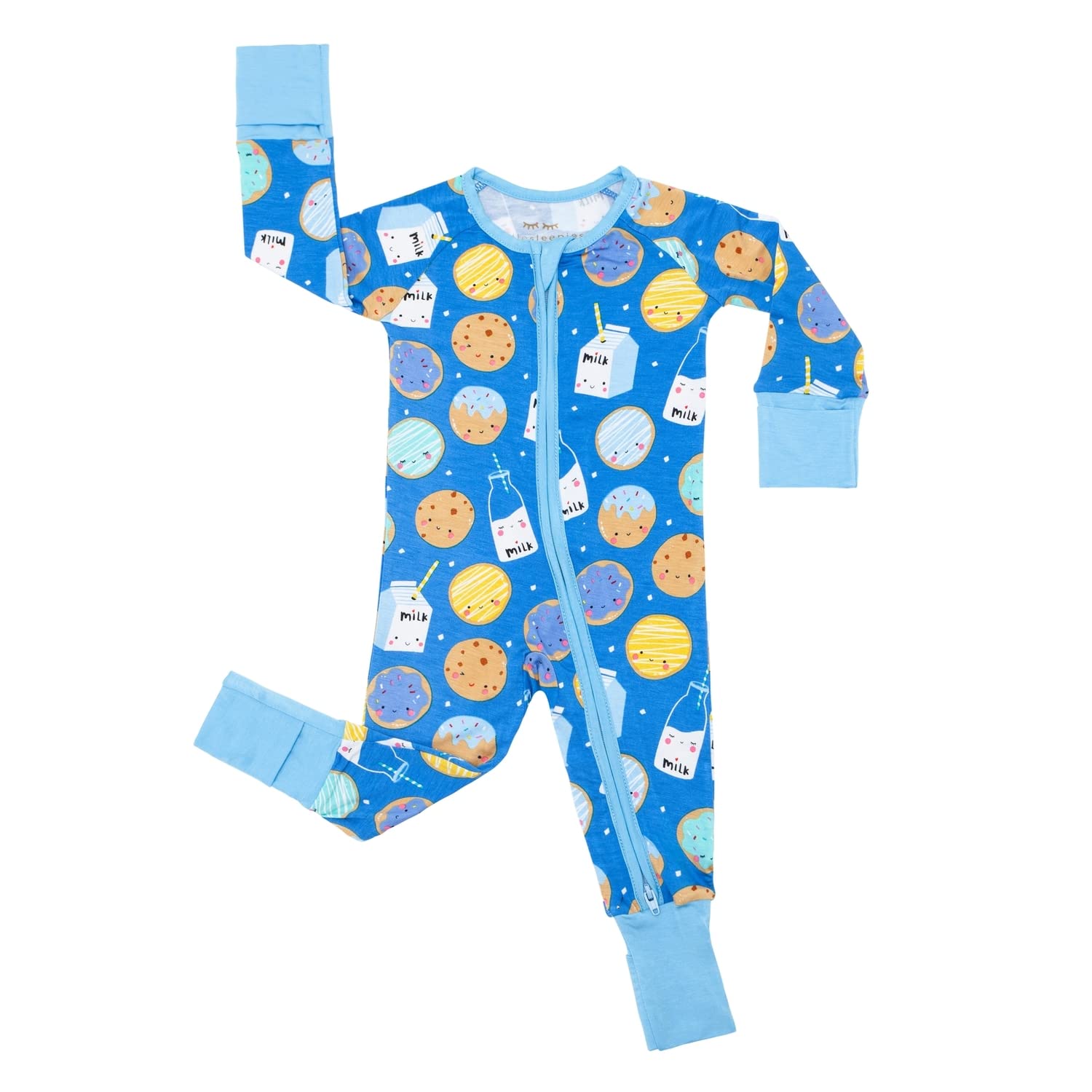 Little Sleepies Baby Boy Pajama, Viscose from Bamboo Zippy PJs, Blue Cookies & Milk, 2T