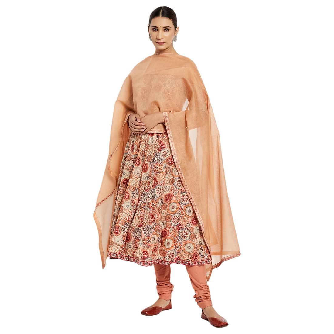 Fabindia Women Printed 3 Piece Kurta Set Cotton_Xl Pink