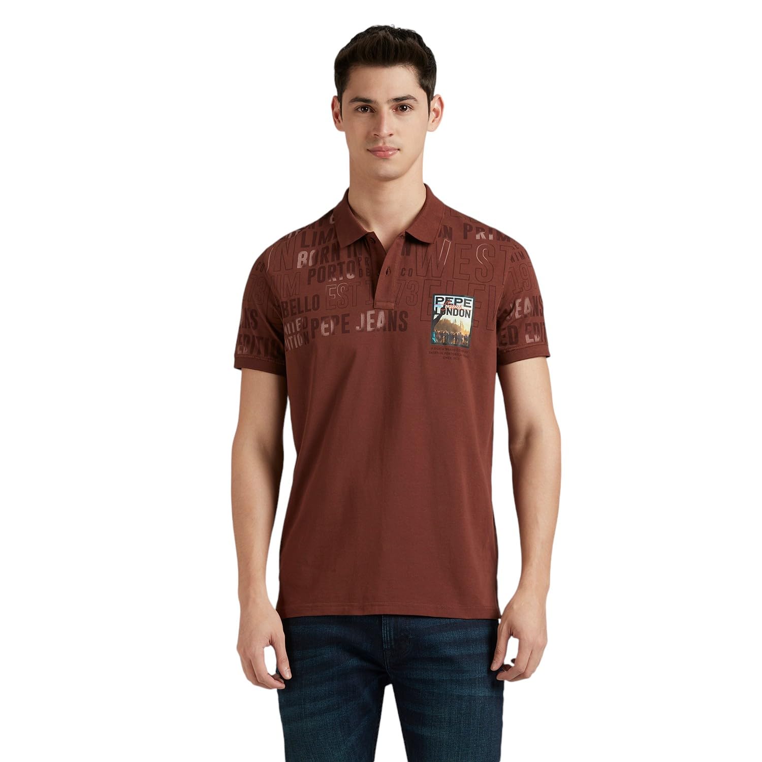 Pepe Jeans MenS Regular Fit T-Shirt (Pm542261_Conker Brown