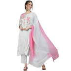 Ishin Women'S Viscose Rayon Grey Embroidered A-Line Kurta Suit Set With Dupatta & Pants Dhkpldsrd-12095_S_Grey