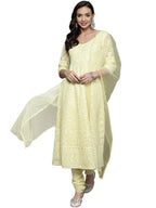 Libas WomenS Poly Georgette Kurta Sets (33373O_Yellow