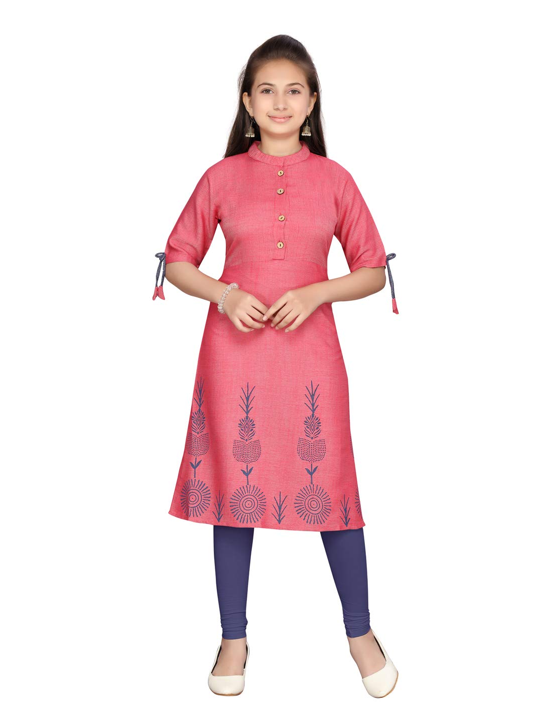 Aarika GirlS Cotton Regular Tunic Shirt (Kurti-K-42_Red_32)