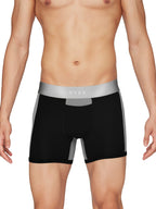 XYXX Mens Underwear Dualist IntelliSoft Antimicrobial Micro Modal Trunk Pack of 3 (Black & Steel Grey ; Black Iris & Brilliant