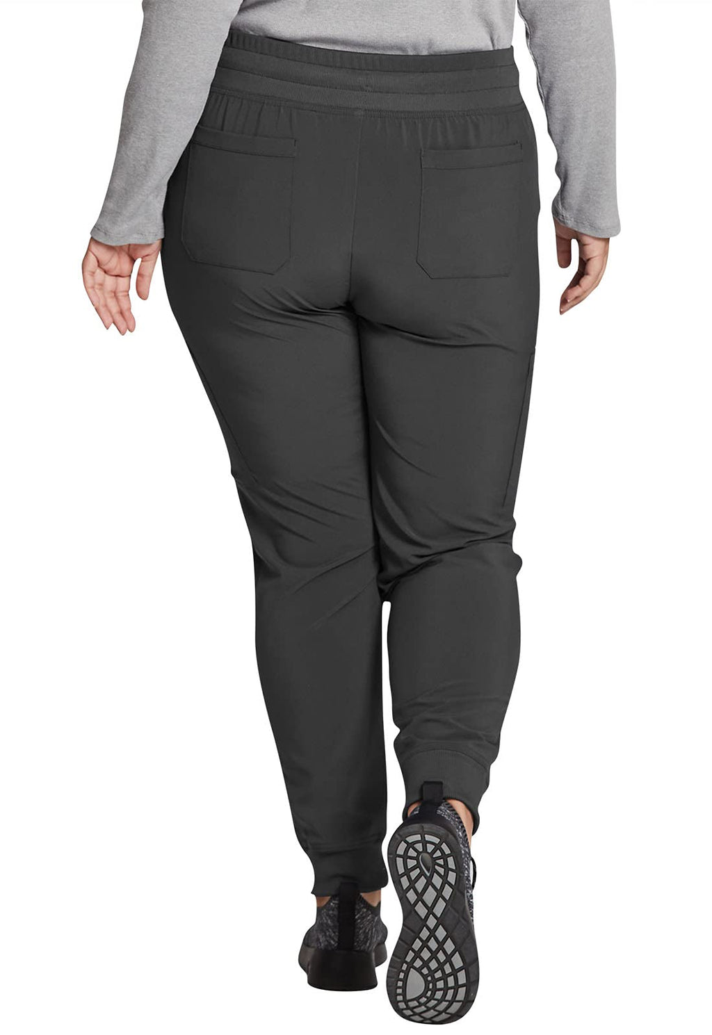 EDS Essentials Jogger Scrubs for Women, Drawstring Scrub Pants Plus Size DK065P, 2XL Petite, Pewter