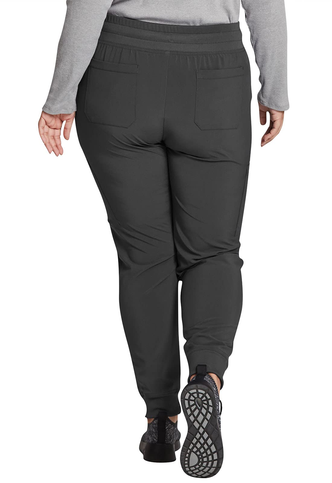 EDS Essentials Jogger Scrubs for Women, Drawstring Scrub Pants Plus Size DK065T, 2XL Tall, Pewter