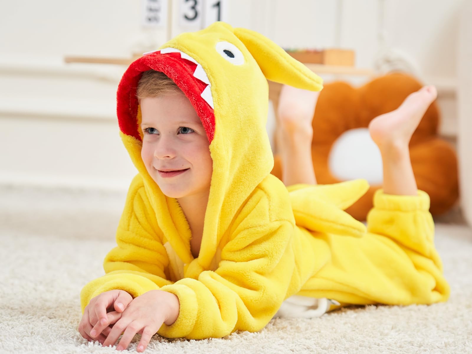 LOLANTA Shark Jumpsuit Costume for Kids One Piece Animal Romper for Kids Halloween Fancy Dress (Yellow, 2-3T)
