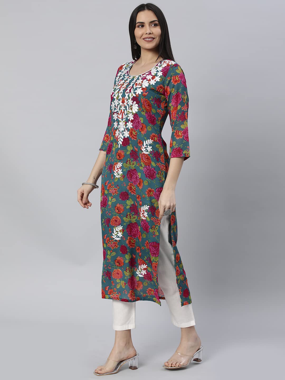 Anni Designer Women'S Cotton Blend Straight Fit Straight Kurta